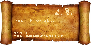 Lencz Nikoletta névjegykártya